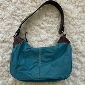 Dooney & Bourke Teal Shoulder Bag with Brown Trim